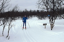 Dagens første løper var fremme ved Ilargammen 08.40. Det var en løper som kom fra Alta. Govvat/foto: Charles Petterson
